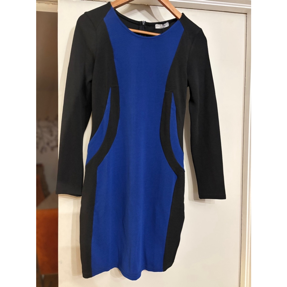 Women's BurLady Dress, Size S, Blue & Black